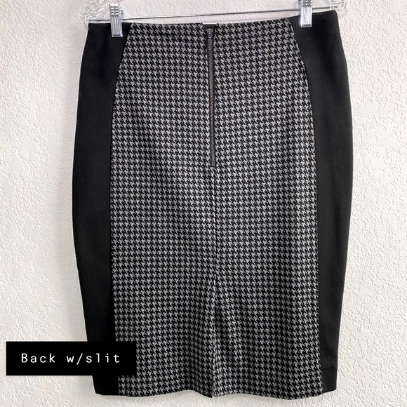 NY&CO Houndstooth Black and Grey Zipper Skirt - Picture 3 of 6